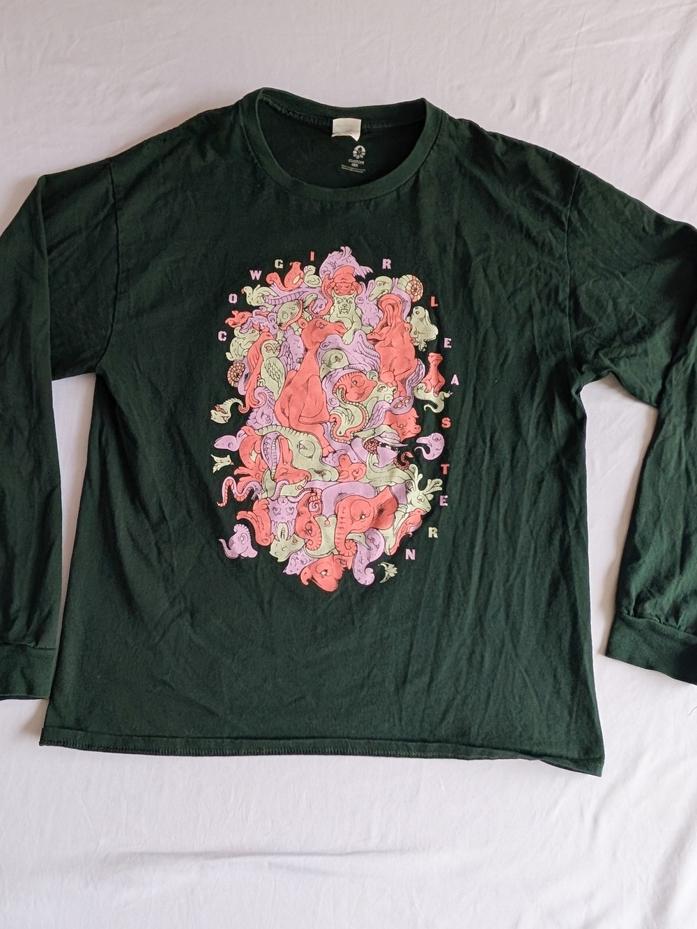 Psychedelic Band Cowgirl Eastern Band Tee Long Sleeve Green Hanes Large